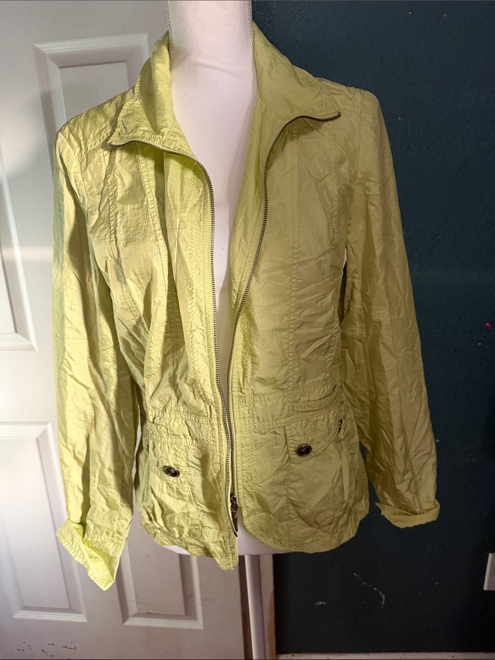 Women's Light Green Utility Zip Jacket